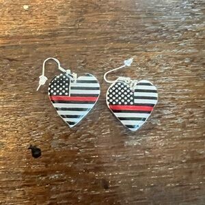 Heart-Shaped fire department American Flag Earrings
